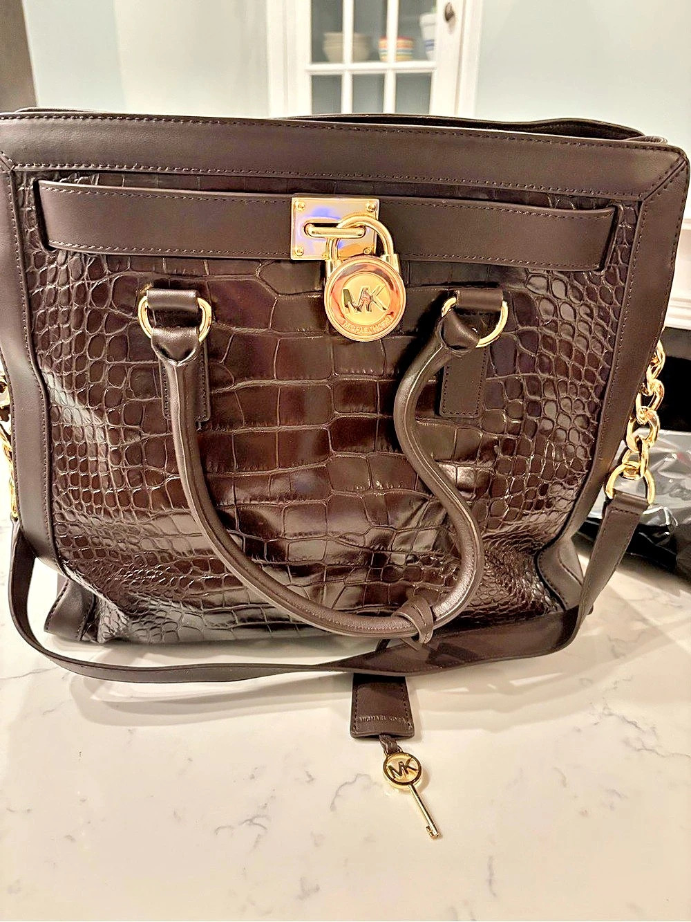 Michael Kors NS LG Tote Crocodile Embossed Brown